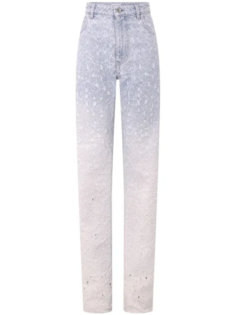 Rabanne distressed ombré straight-leg jeans Blue 24ECPA349CO0524