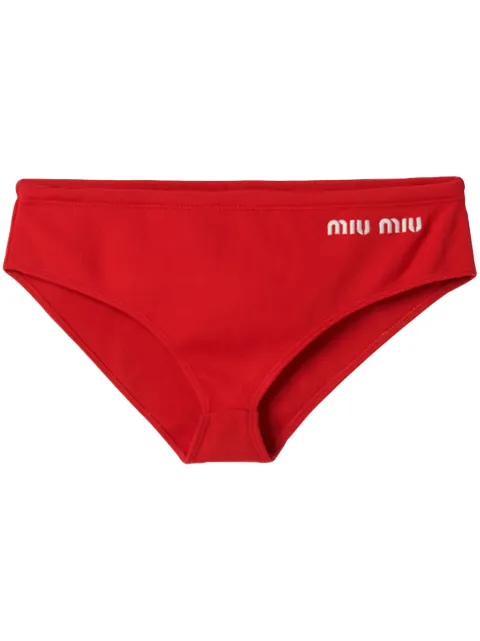 Miu Miu logo-print bikini bottoms Red MMP248SOOO14SJ