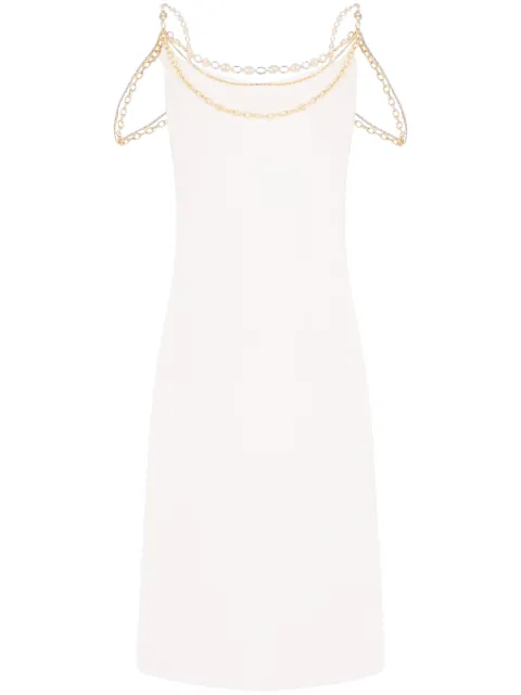 Rabanne chain-straps silk midi dress White 24ECRO814PO0336