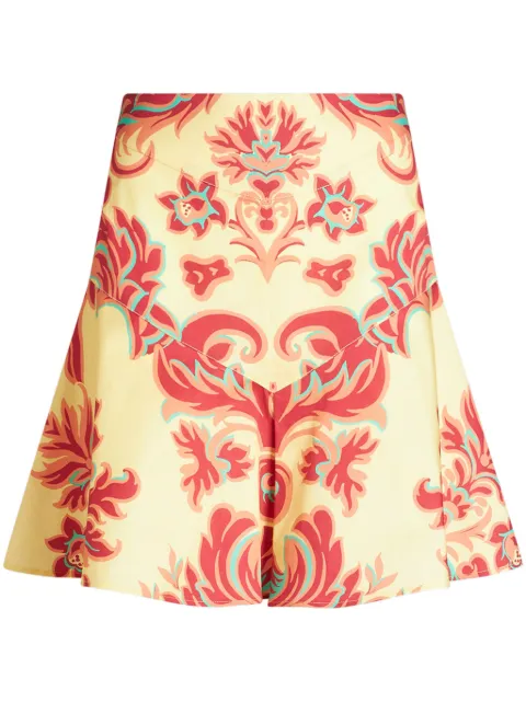 ETRO Venus-print poplin miniskirt Yellow WRFA004899SAEA0