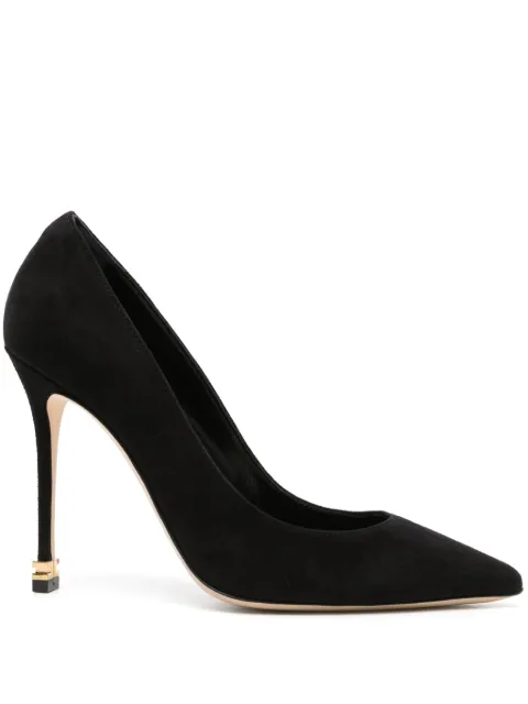 Elisabetta Franchi 105mm metal-logo suede pumps Black SA19L30EC