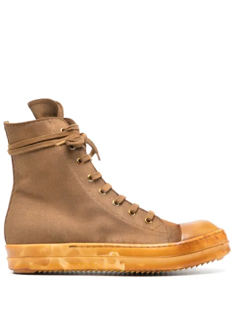 Rick Owens DRKSHDW high-top canvas sneakers Brown DU01D1800TWCD