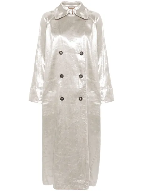 Brunello Cucinelli metallic-finish trench coat Grey ML1559794C281