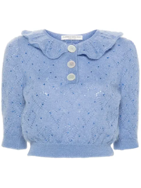 Alessandra Rich crystal-embellished crop top Blue FABX3651M9117