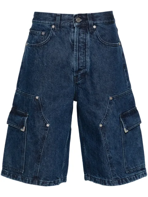 Palm Angels logo-embroidered denim shorts Blue PMYC006S24DEN001