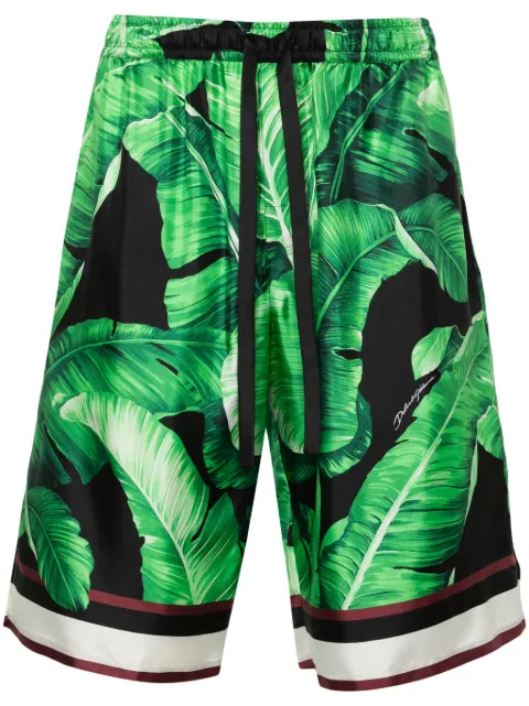 Dolce & Gabbana leaves-print silk shorts Green GV37ATHI1P5