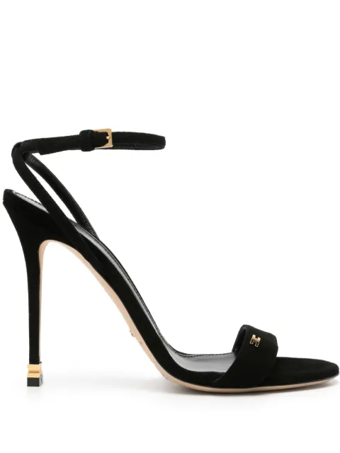 Elisabetta Franchi 105mm metal-logo suede sandals Black SA20L30EC