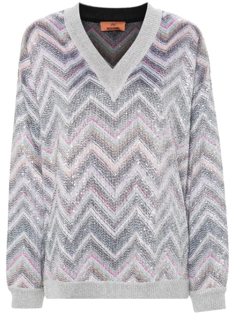 Missoni zigzag sequin-embellished jumper Grey DS24SN0JBC0045