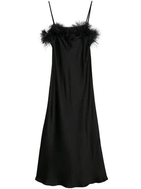 Antonelli Ligorio feather-trim satin dress Black LIGORIOL6735