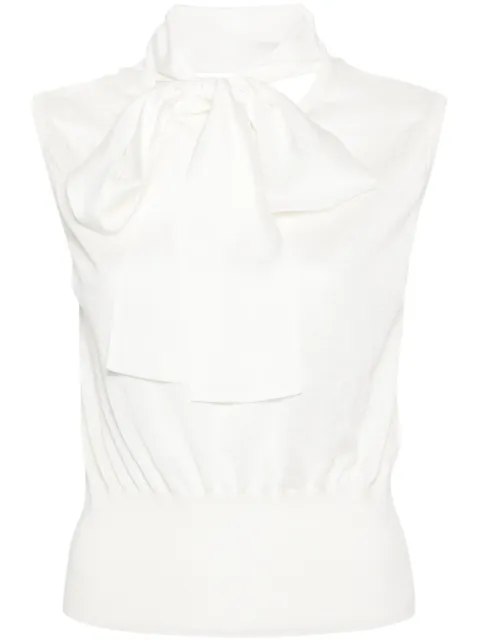 Fabiana Filippi pussy-bow collar knitted top Neutrals MAD274F523H4950000