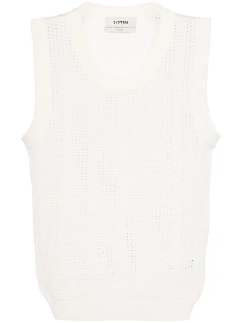 System round-neck open-knit tank top White SY2E1KTOT05W