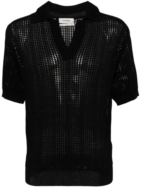 System Skashi open-knit polo shirt Black SH2E3KTNT03M