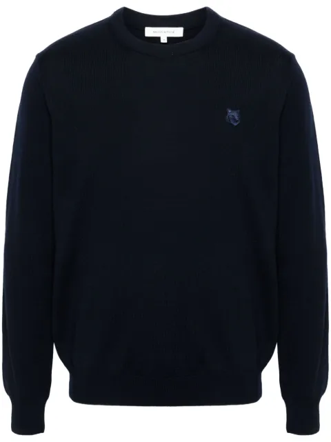 Maison Kitsuné Fox-motif wool jumper Blue MM00815KT1036