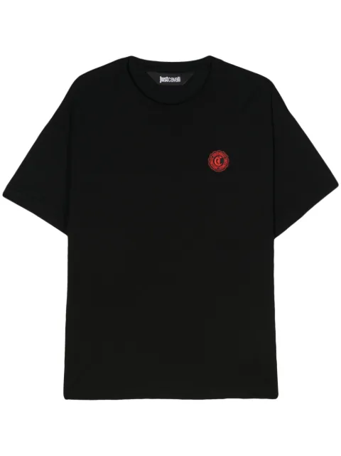 Just Cavalli logo-patch cotton T-shirt Black 76OAH6O1J0001
