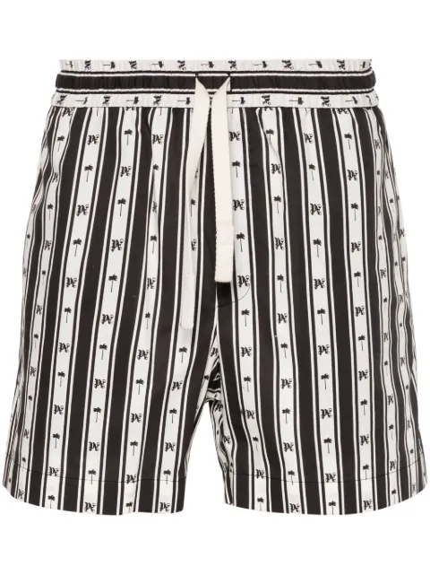 Palm Angels monogram-print striped shorts Neutrals PMCB034S24FAB0040310