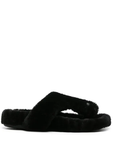 LOEWE Ease shearling flip flops Black L815465X80