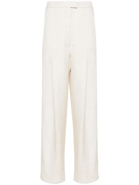 Philosophy Di Lorenzo Serafini slub pleated straight trousers Neutrals V03092126