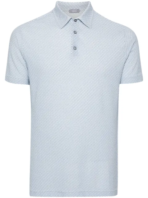 Zanone geometric-print polo shirt Blue 811818ZM381