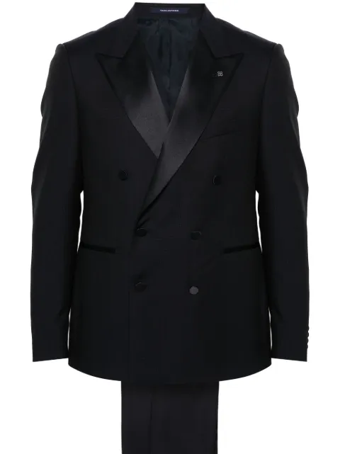 Tagliatore double-breasted peaked-lapel suit Black SFBR10A01LIS550017