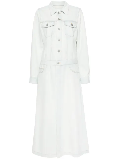 MM6 Maison Margiela single-stitch denim maxi coat Blue S52AA0172S30460