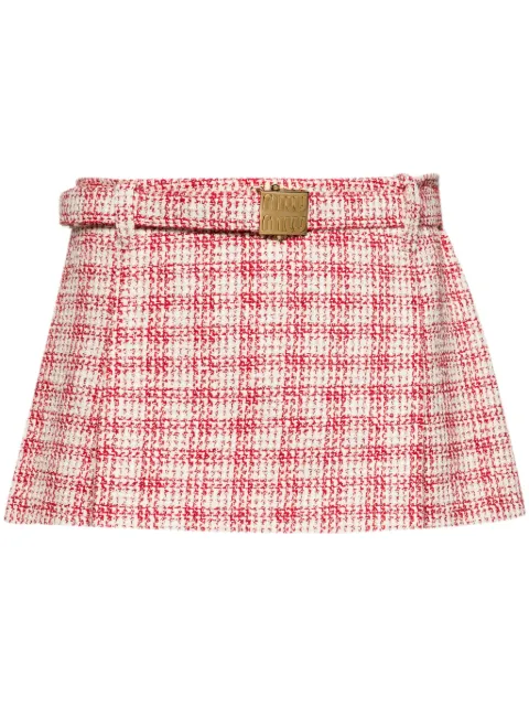 Miu Miu belted A-line tweed miniskirt Neutrals MG2039S23214HN
