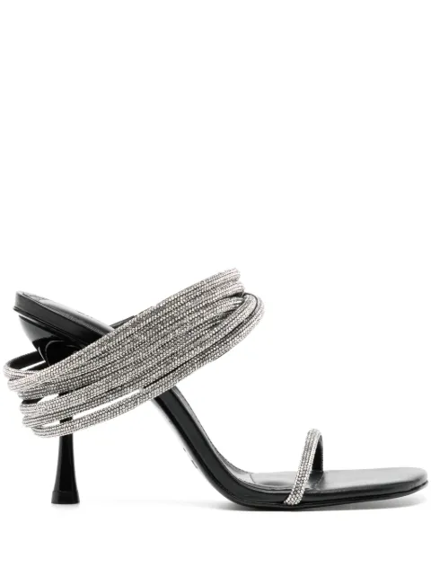 SIMKHAI Infinity 90mm crystal-embellished leather sandals Black 124S008CRY