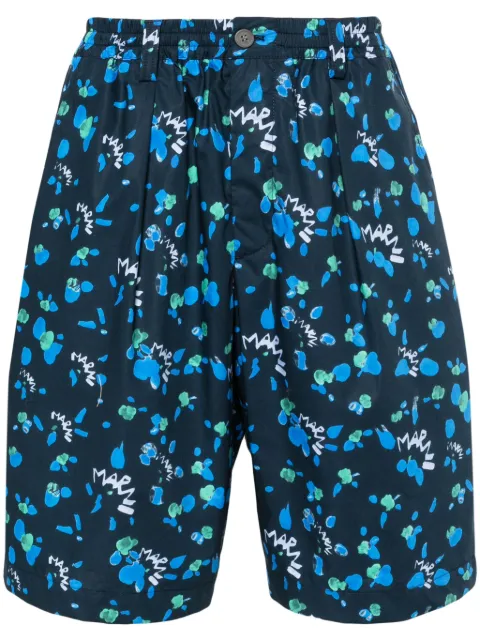 Marni Dripping abstract-print deck shorts Blue PUMU0049M5UTC328