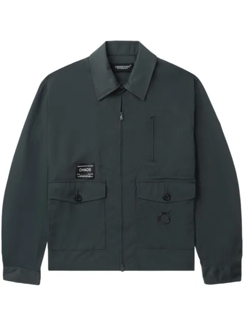 Undercover logo-patch twill shirt jacket Grey UC1D42032