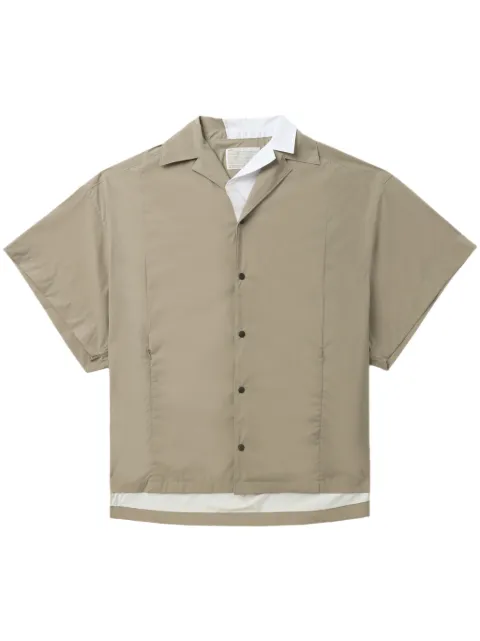 Kolor contrast-collar layered shirt Neutrals 24SCMB07113