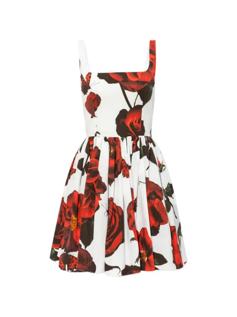 Alexander McQueen floral-print flared mini dress White 790707QDAOL
