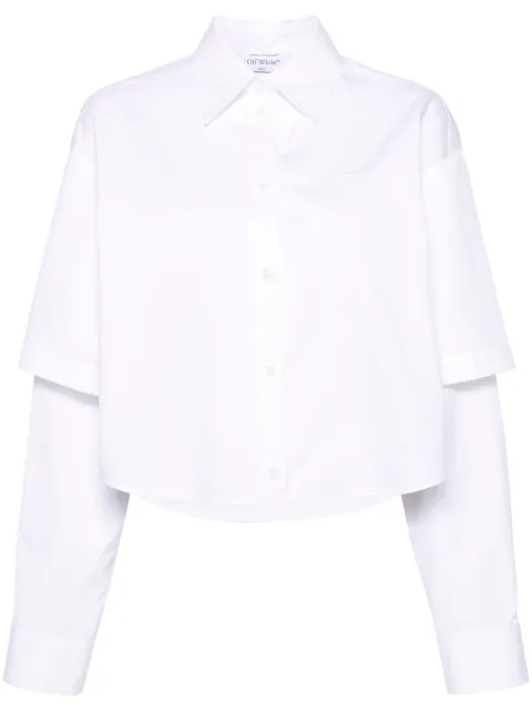 Off-White logo-embroidery layered cotton shirt White OWGE022S24FAB0030101