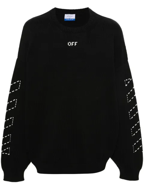 Off-White Diag-stripe embroidered jumper Black OMHE191C99KNI0011061