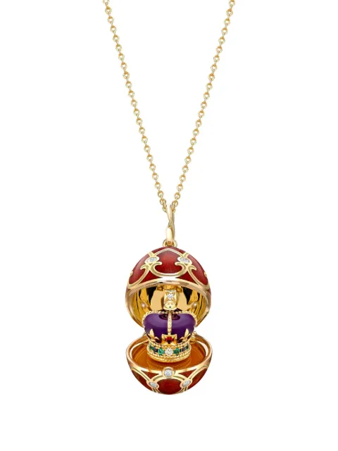 Fabergé 18kt yellow gold Heritage Coronation Crown Surprise diamonds locket pendant Red 1540FP3528