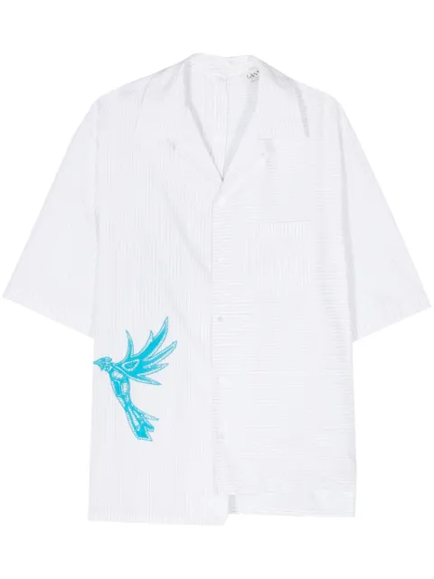 Lanvin bird-appliqué pinstriped shirt Black RMSI00145902P24