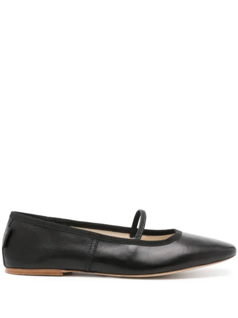 A.P.C. round-toe leather ballerina shoes Black PXBRIF53295