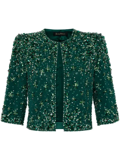 Jenny Packham Vanity beaded cropped jacket Green ZAJ103