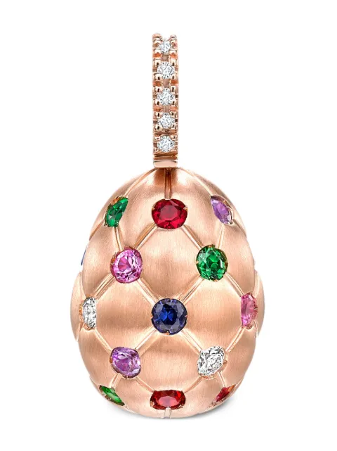 Fabergé 18kt rose gold Treillage Egg multi-stone pendant Pink 576EC1356