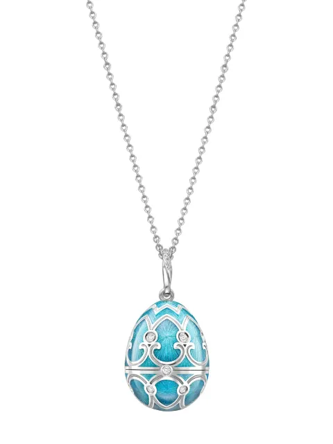 Fabergé 18kt white gold Heritage Snowflake Surprise Locket diamond pendant necklace Blue 1151FP1919