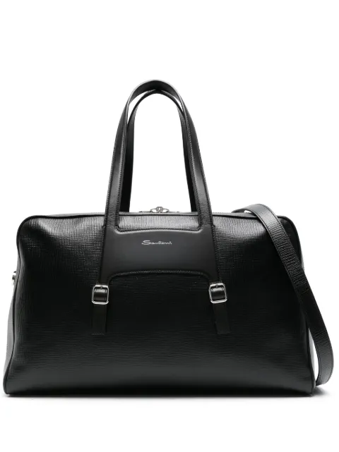 Santoni zip-up leather luggage bag Black UIBBA2419ENAOP2N50