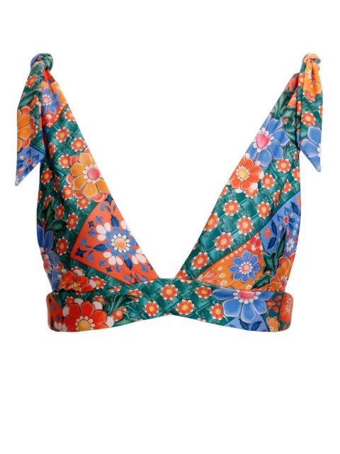 Agua Bendita Laurie floral-print bikini top Green 14291