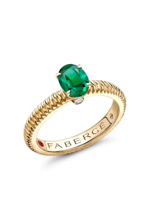 Fabergé 18kt yellow gold Colours of Love emerald fluted ring Green 845RG2499