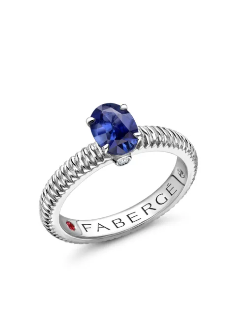 Fabergé 18kt white gold Colours of Love sapphire fluted ring Blue 845RG1640