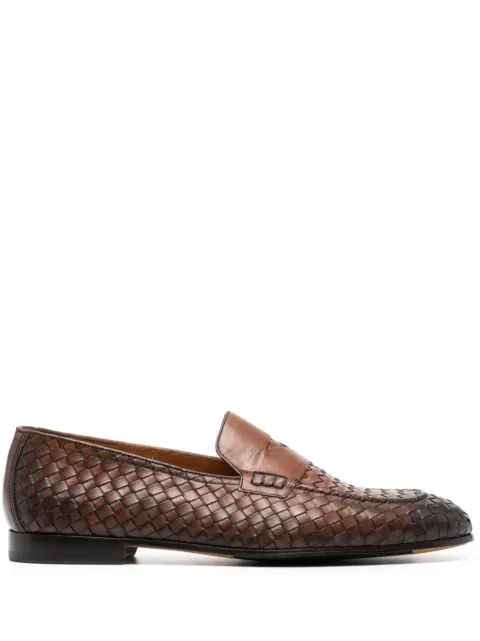 Doucal's woven leather penny loafers Brown DU3265PANNUF195TC00