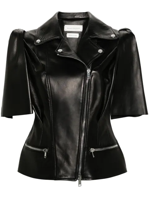 Alexander McQueen Knotted Bow leather biker vest Black 780912Q5ALT