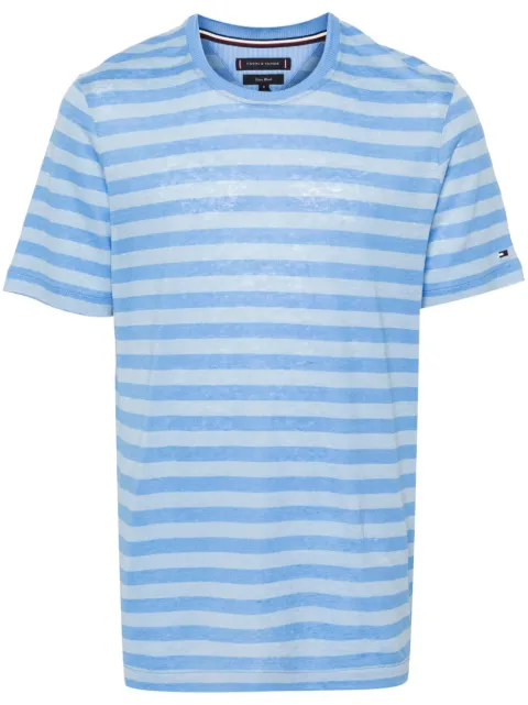 Tommy Hilfiger logo-embroidered striped T-shirt Blue MW0MW34661
