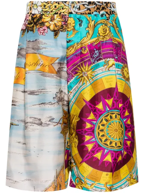 Moschino graphic-print silk shorts Multicolour A03040251