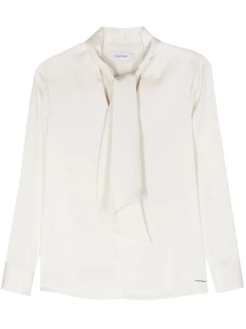 Calvin Klein pussy-bow collar satin blouse Neutrals K20K206890