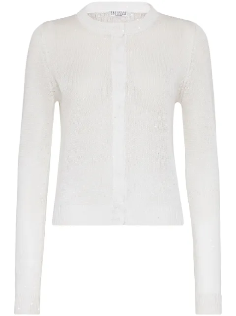 Brunello Cucinelli concealed front fastening cardigan White M10550216CJ159