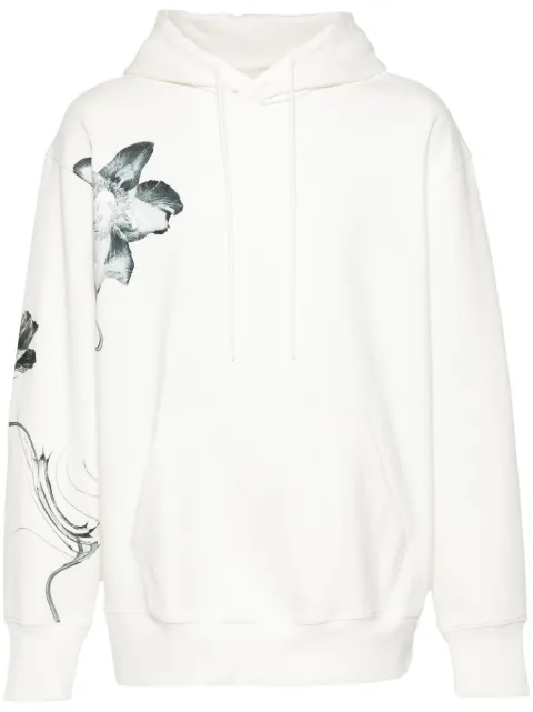 Y-3 floral-print jersey hoodie White IV7736