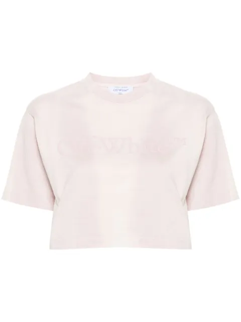 Off-White rubberised-logo cropped T-shirt Pink OWAA081S24JER0023636